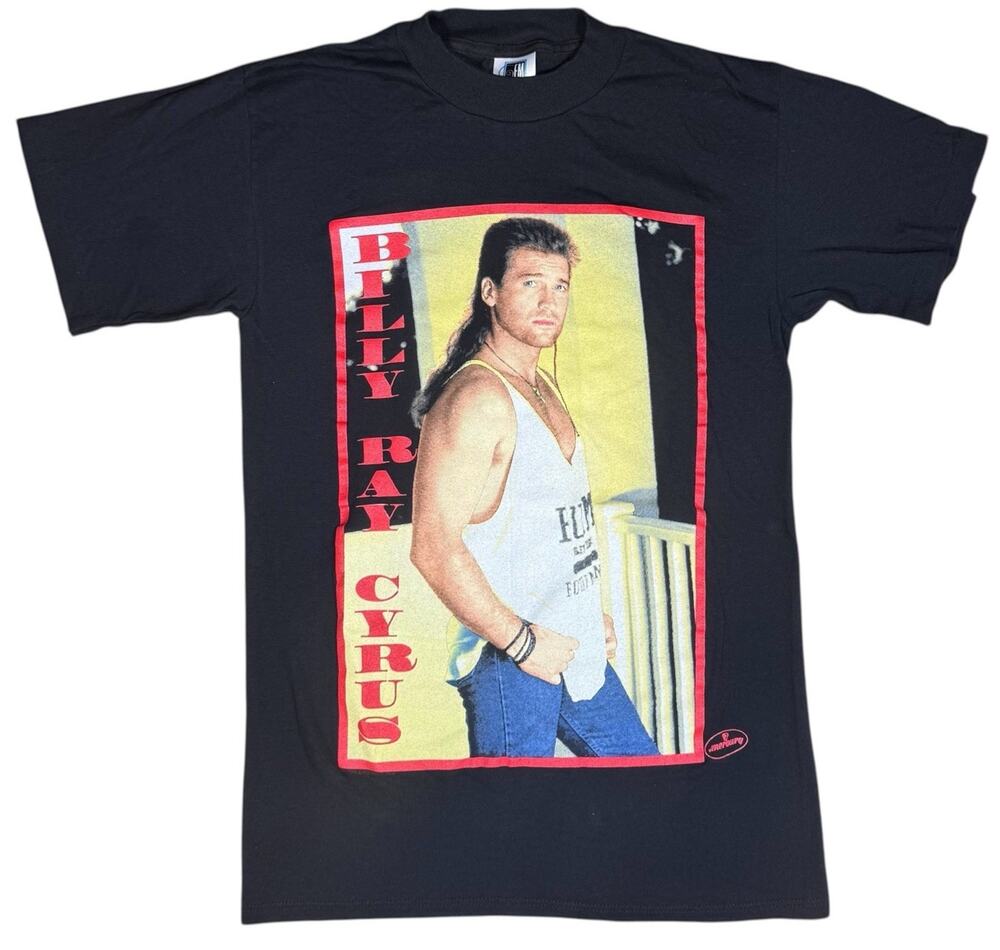 Vintage 1993 Billy Ray Cyrus T Shirt Mens M Black Country Music Tour Graphic Tee